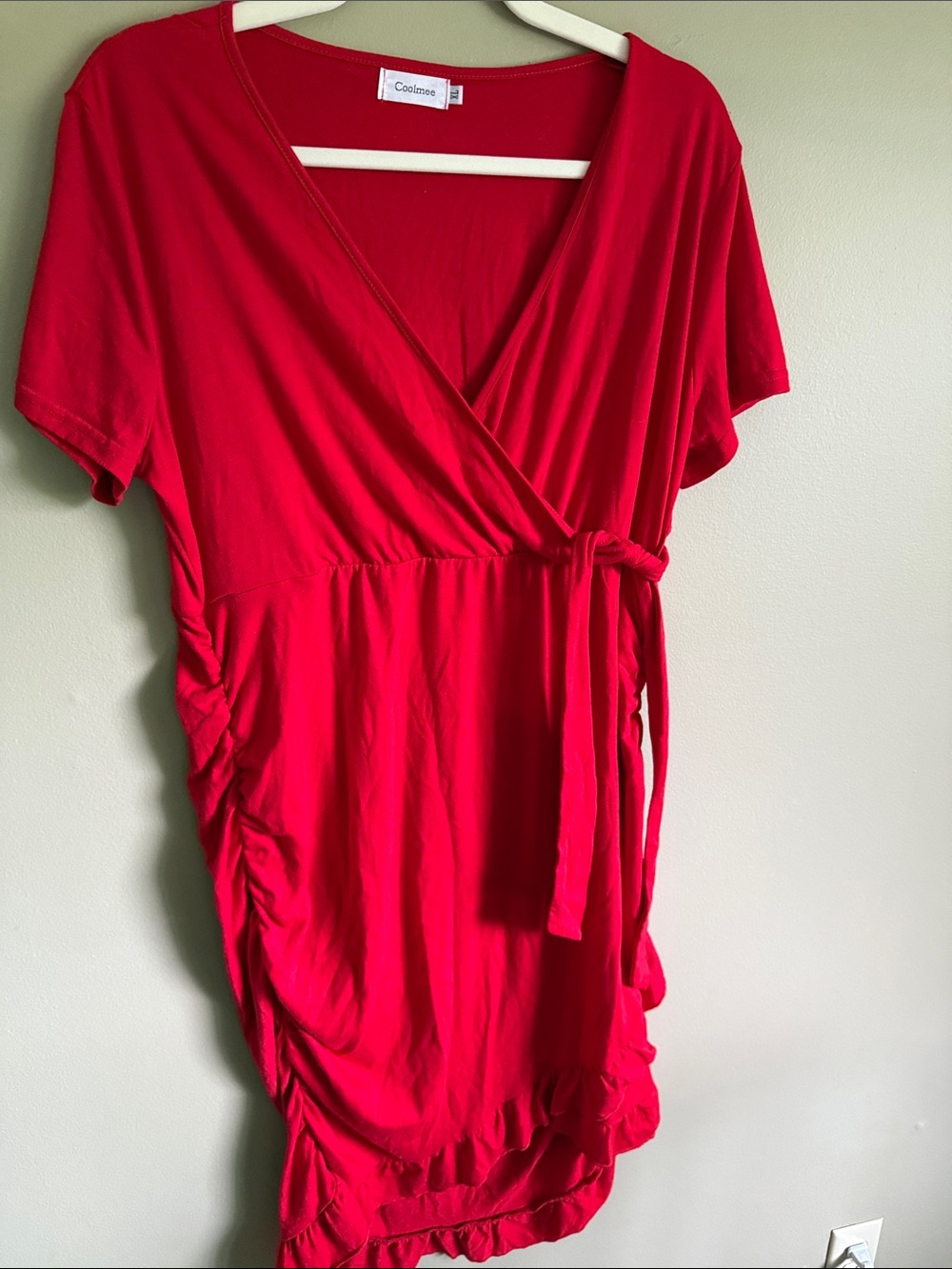 Red Faux Wrap Dessert Maternity